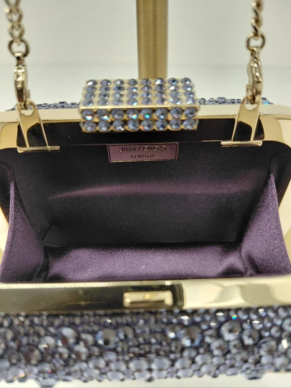 Jimmy Choo Women's Purple Crystal-Embellished Minaudière Clutch Bag